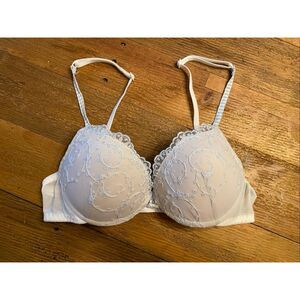 Intimissimi 32C white push-up bra lace sequins lingerie